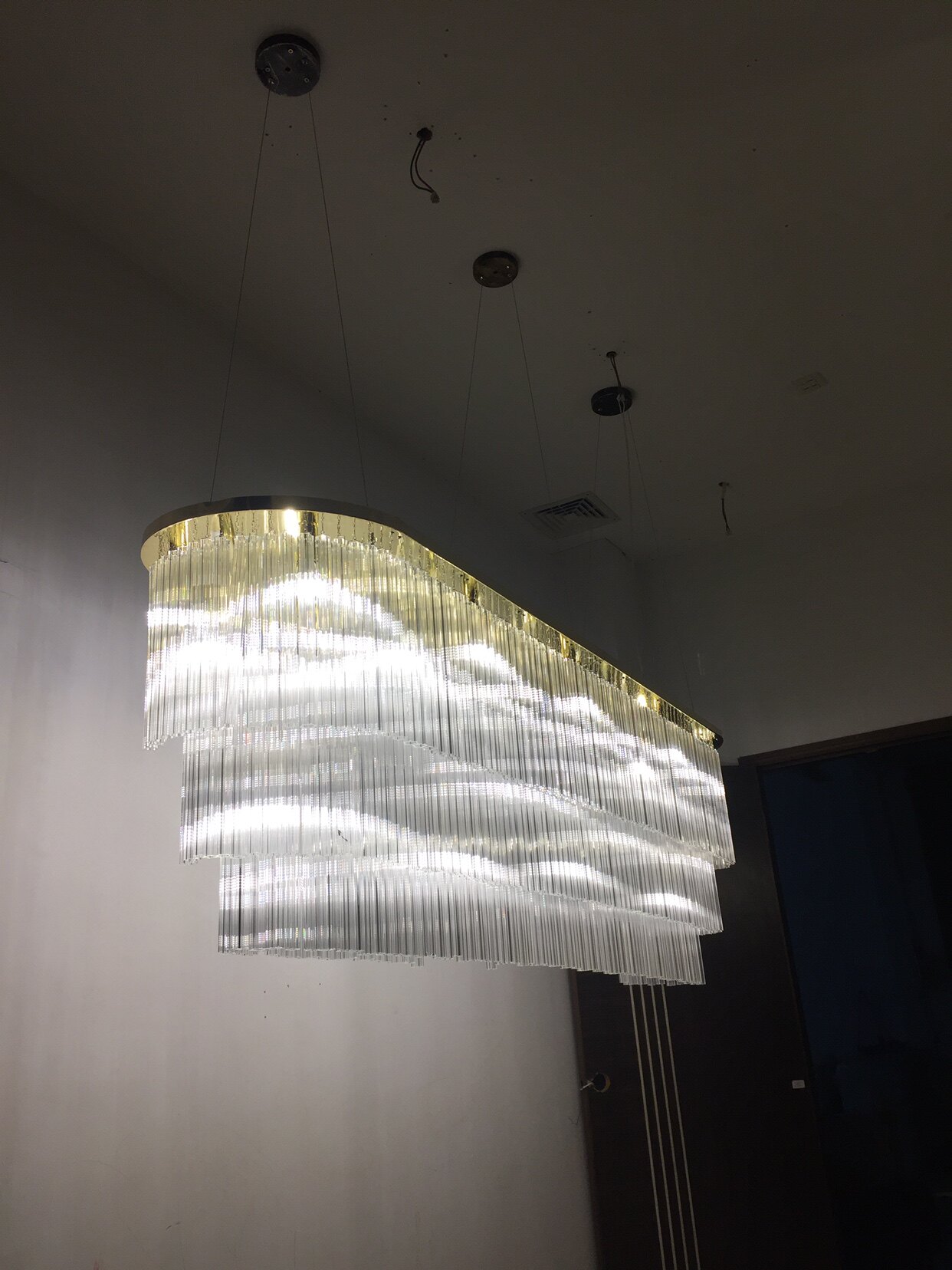 玻璃水晶吸顶灯酒店工程LED别墅大堂商场定制灯大型沙盘方形吊灯图片
