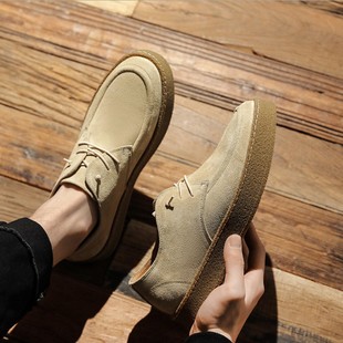 Suede Shoes Casual Men 男反绒厚底低帮鞋 Leather Sneakers Cow