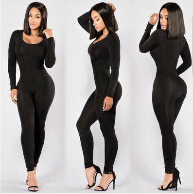 2016 New women bodycon long sleeve jumpsuits Siamese pants