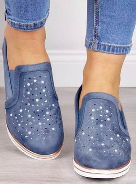 Big size women loafers retro ladies casual shoes wedge大码鞋