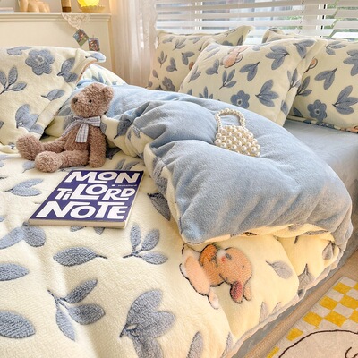 冬季牛奶绒加厚四件套Winter thick flannel bedding 4 piece set