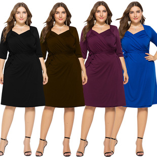 2019 summer clothes big size women dress V neck dresses 4XL