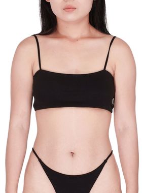 大胸显小黑色防走光棉薄模杯抹胸型四季通用双层文胸bilayer Bras