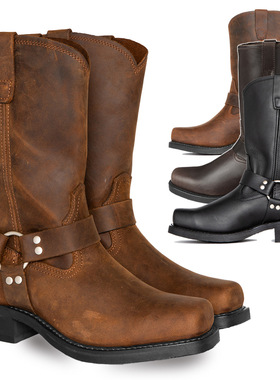 4.5cm leather shoes rivet Western boots men shoes 尖头PU男靴