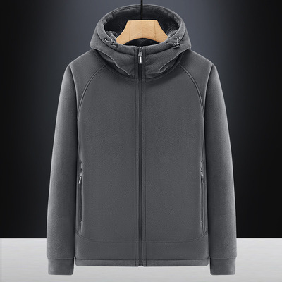 Autumn fleece hooded sweatshirt cardigan coat 连帽抓绒外套