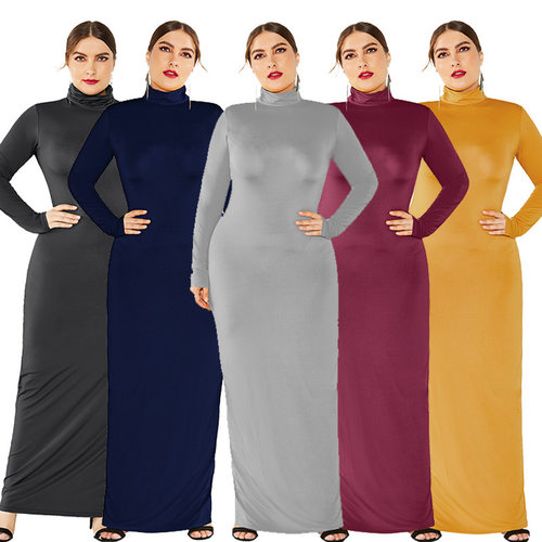 Fat Lady Dresses Autumn Slim Long Bodycon Dress women 大码裙