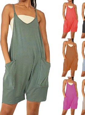 Big yards pocket suspenders jumpsuits overalls 吊带裤背带裤