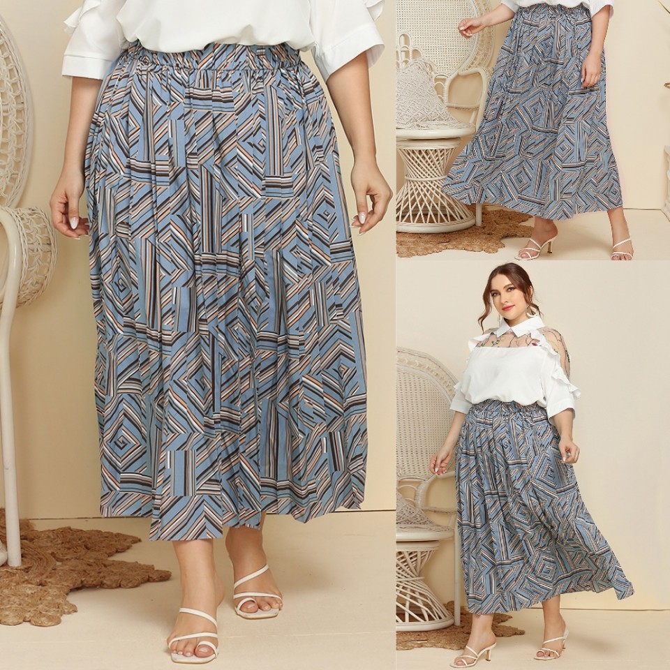 Elastic waist Skirt Big Size Women Casual Loose Skirts大码裙