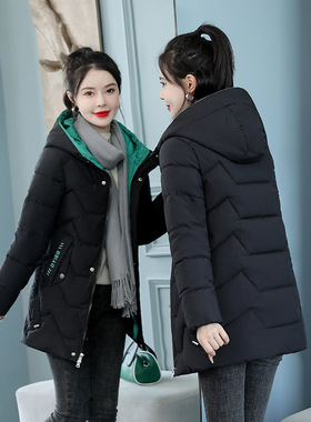 Thick hooded cotton jacket with temperament 秋冬连帽棉衣外套