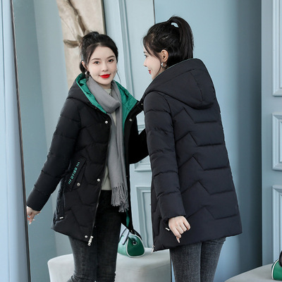 Thick hooded cotton jacket with temperament 秋冬连帽棉衣外套