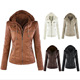 Women coat Euro Jacket Hood zipper Leather clothing皮夹克女