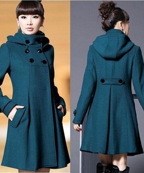 Women Trench Coat Winter Long Woolen Warm Wool Overcoat34XL