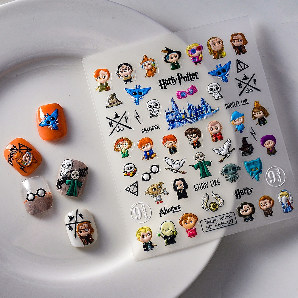 Cartoon 5D Nail Art Stickers 哈利波特卡通浮雕美甲贴纸指甲贴