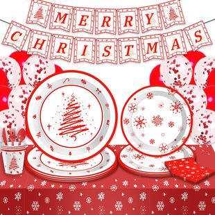 Set圣诞节派对用品装 Christmas Tableware Supplies 饰餐具 Party