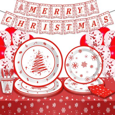 Christmas Party Supplies Tableware Set圣诞节派对用品装饰餐具