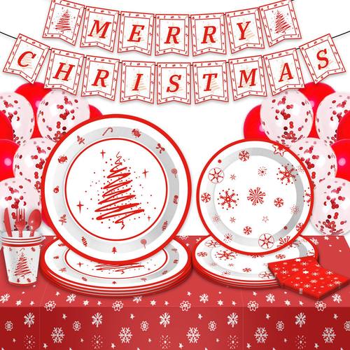 Christmas Party Supplies Tableware Set圣诞节派对用品装饰餐具