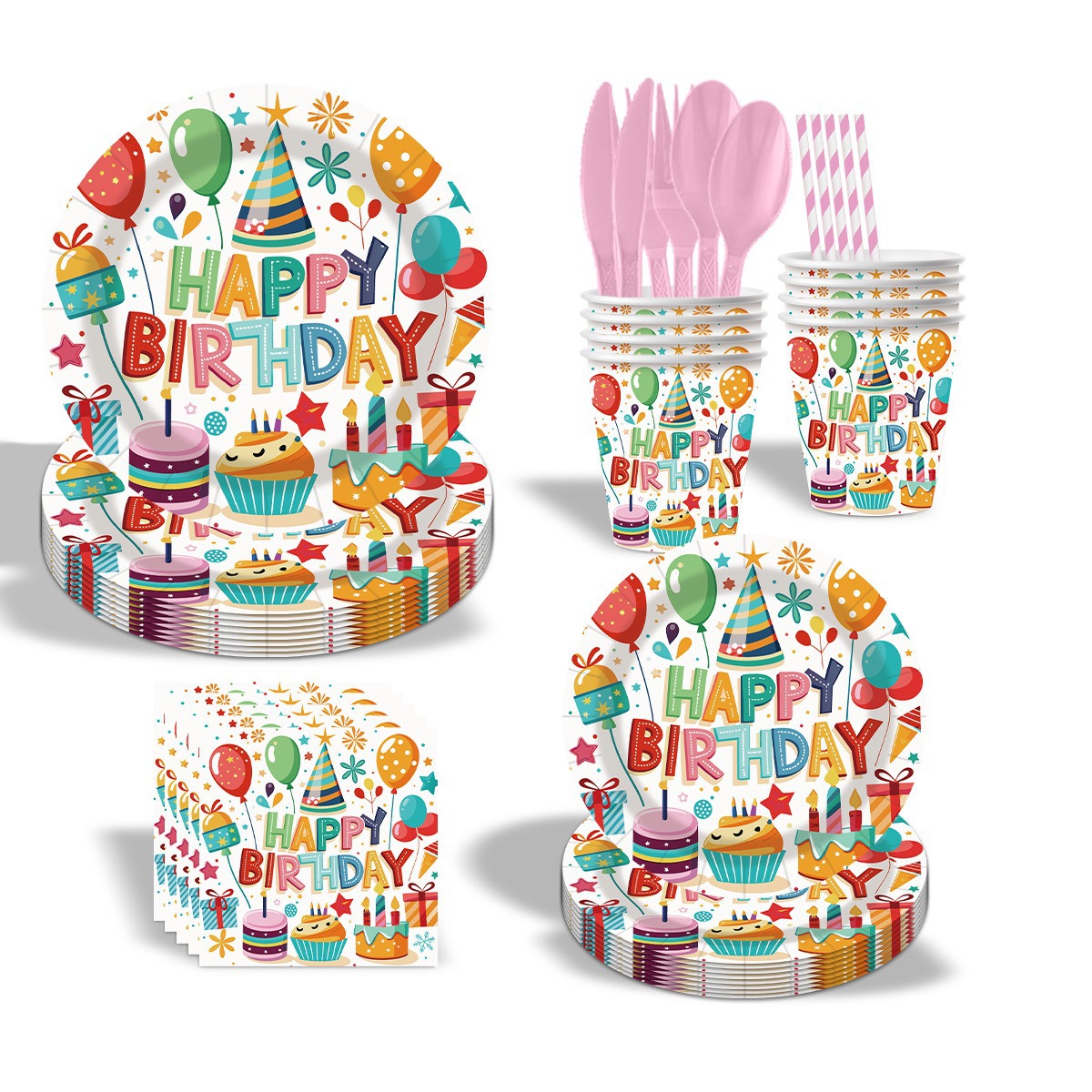 生日派对一次性纸盘纸杯 Birthday Party Supplies Paper Plates