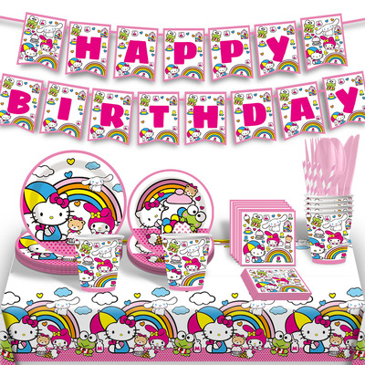 卡通猫咪生日派对装扮用品纸盘 Cute Cat Birthday Paper Plates