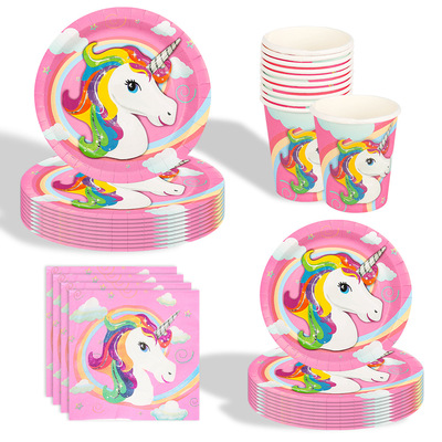 Unicorn Pink Birthday Party Supplies 独角兽粉色派对布置用品