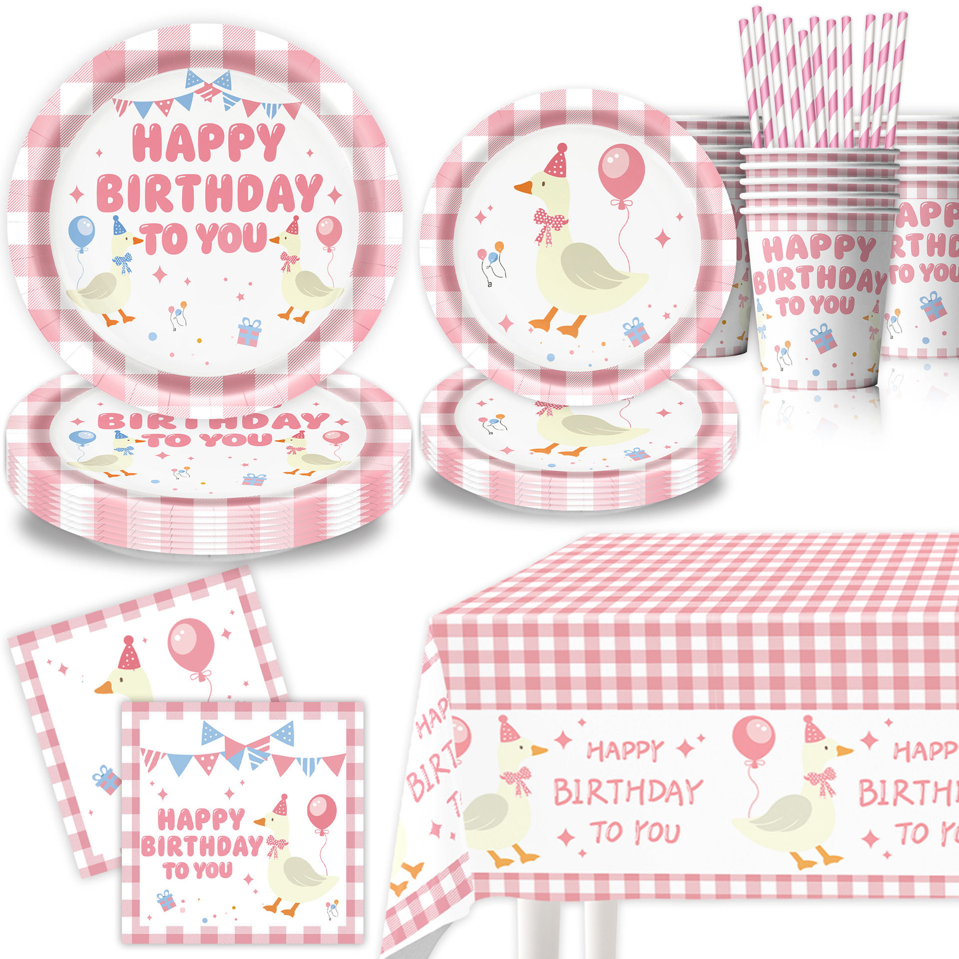 粉色大鹅生日派对装扮用品 Pink Goose Birthday Party Supplies