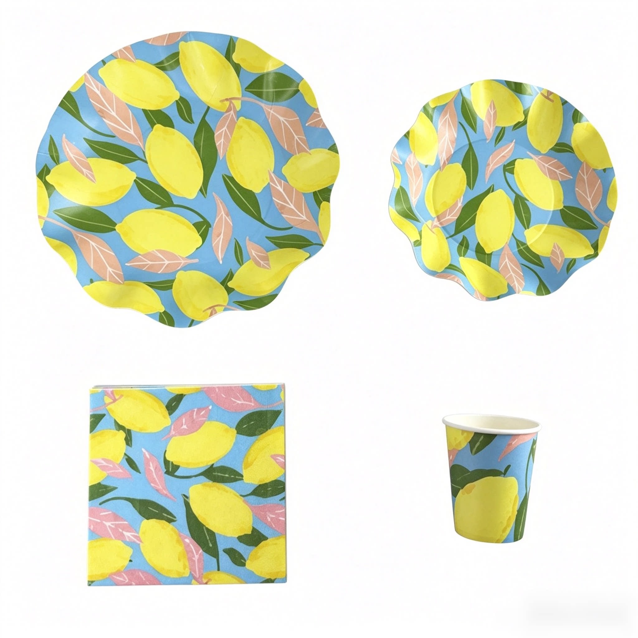 柠檬花边纸盘派对节日装扮用品 Lemon Disposable Paper Plates