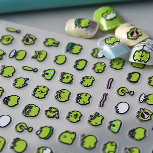 Cute Frog 5D Nail Art Stickers 可爱小青蛙绿色浮雕美甲贴纸