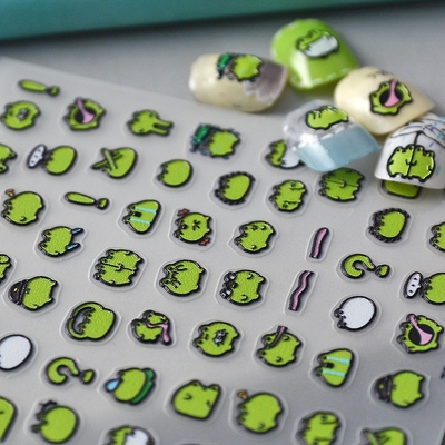 Cute Frog 5D Nail Art Stickers 可爱小青蛙绿色浮雕美甲贴纸
