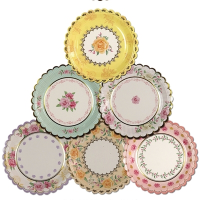 20PCs Floral Paper Plates Party 花朵一次性纸盘派对装饰餐具