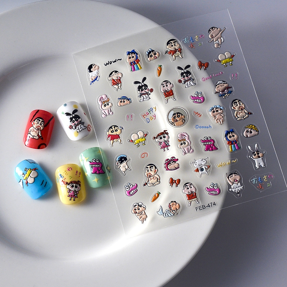 5D Nail Stickers Decals 日系蜡笔小新浮雕美甲贴纸指甲饰品贴花