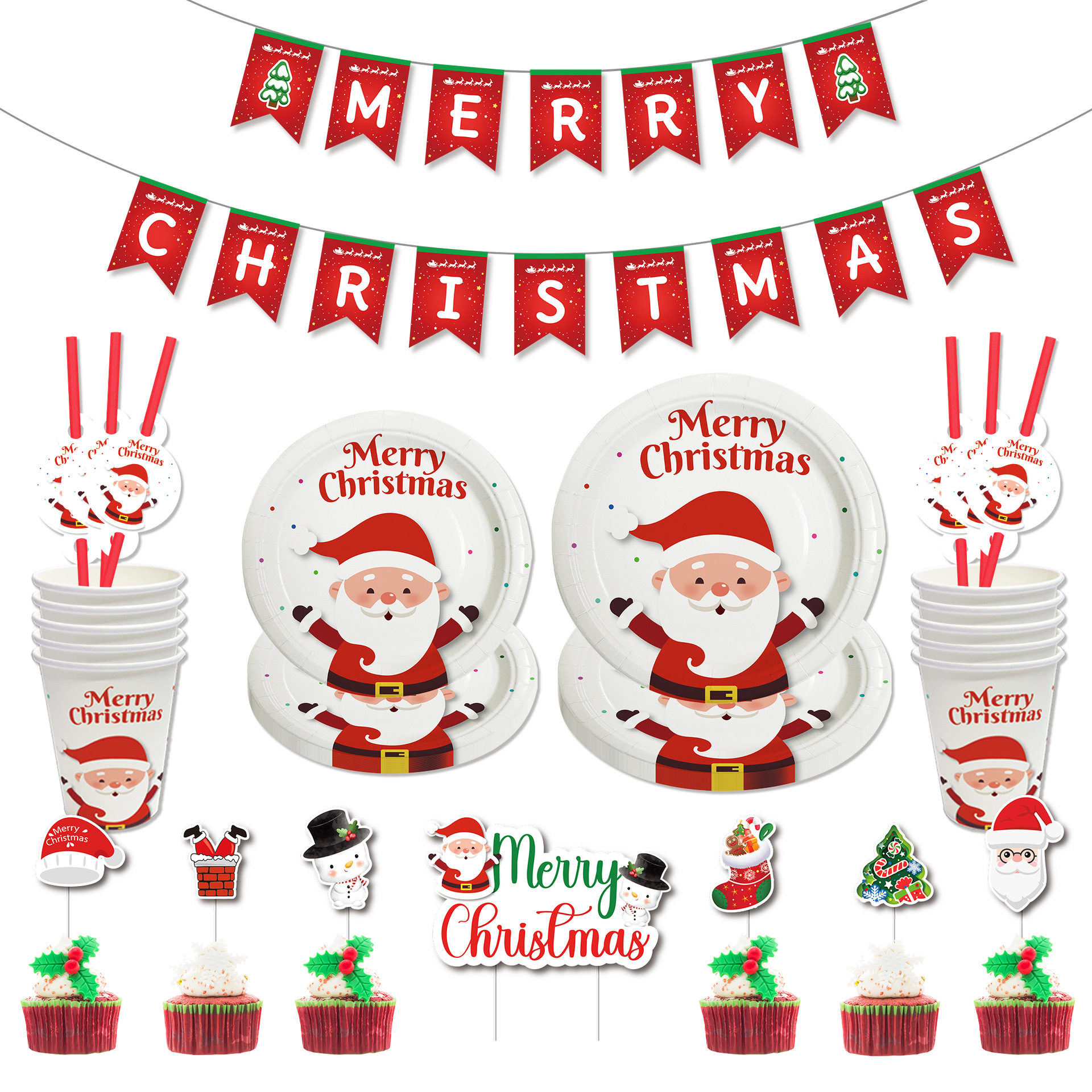 圣诞节派对装扮用品纸盘 Christmas Party Supplies Paper Plates