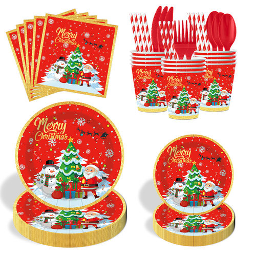 Christmas Party Supplies Paper Plates 圣诞节派对一次性纸盘