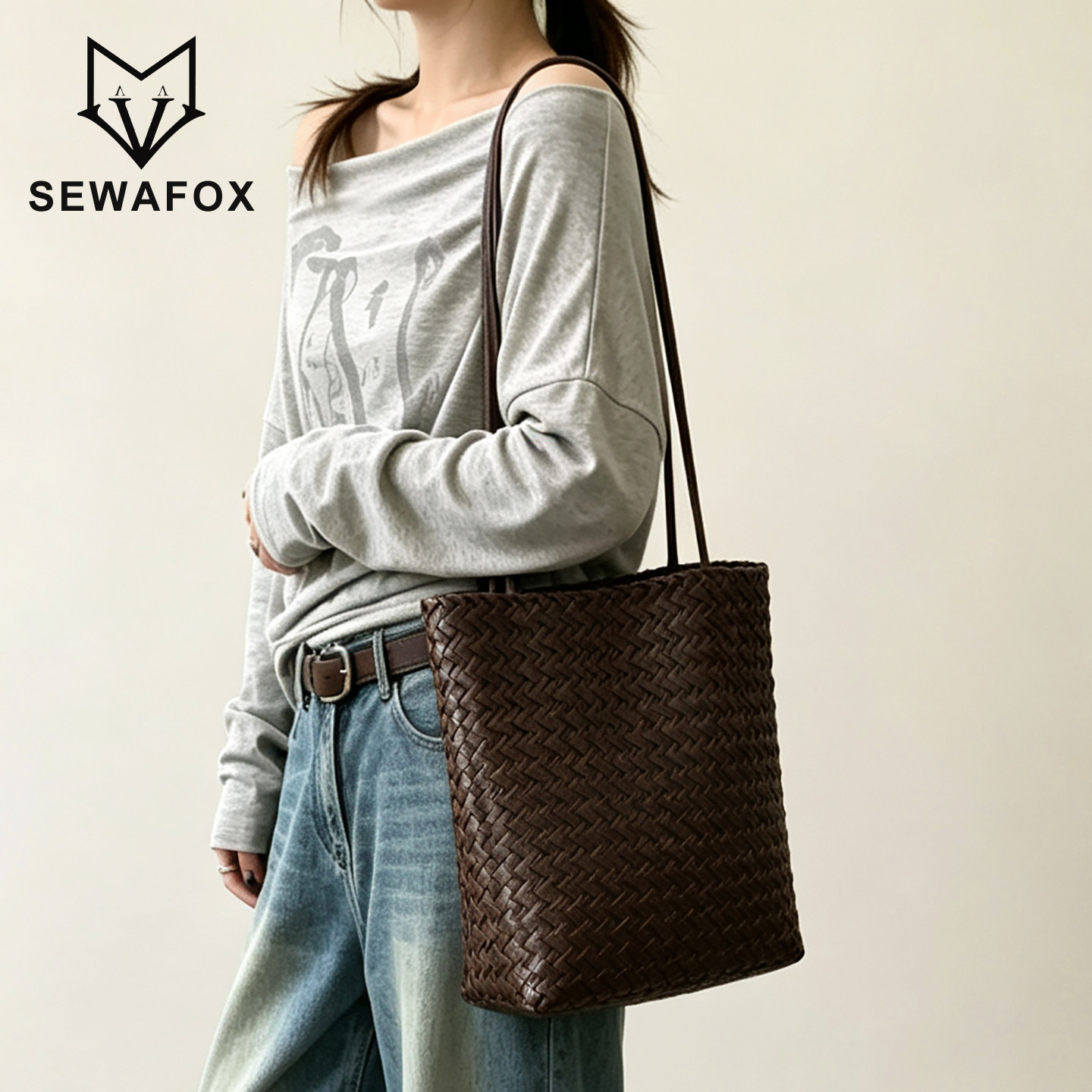 SEWAFOX复古手工编织托特包