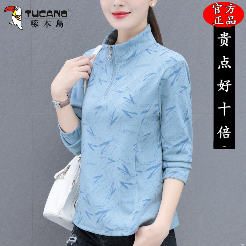 啄木鸟半高领德绒卫衣女士冬季2025新款时尚半拉链外穿内搭打底衫