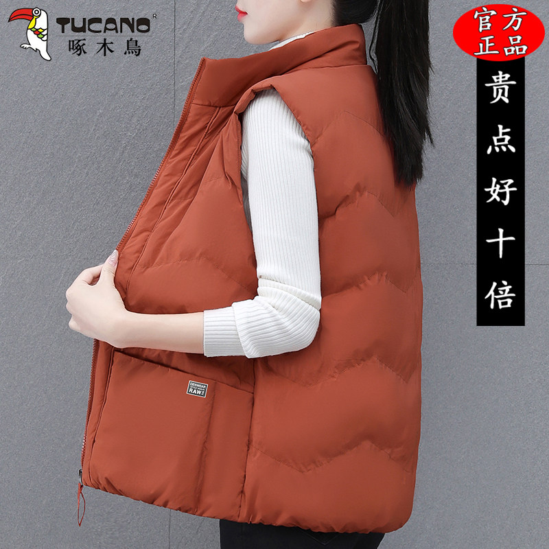 啄木鸟短款棉服马甲女士秋冬季2025新款妈妈宽松百搭外穿休闲外套