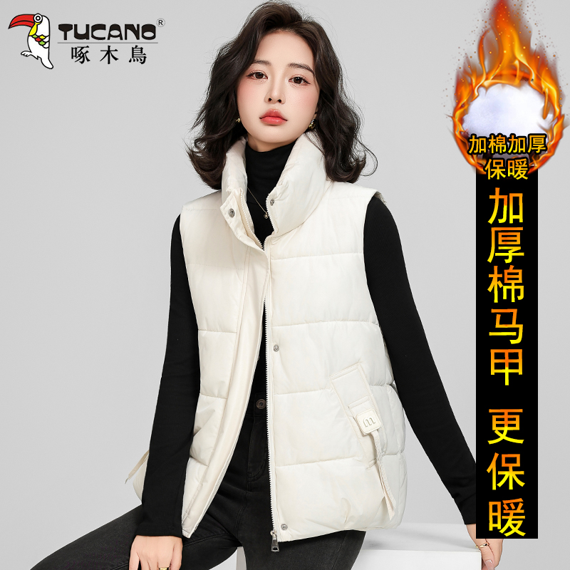 啄木鸟棉马甲女士秋冬季新款2025外穿洋气妈妈时尚背心坎肩外套女