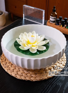 白色陶瓷净手盆瑜珈净手礼美容床观景盆spa水疗装饰观景荷花看盆