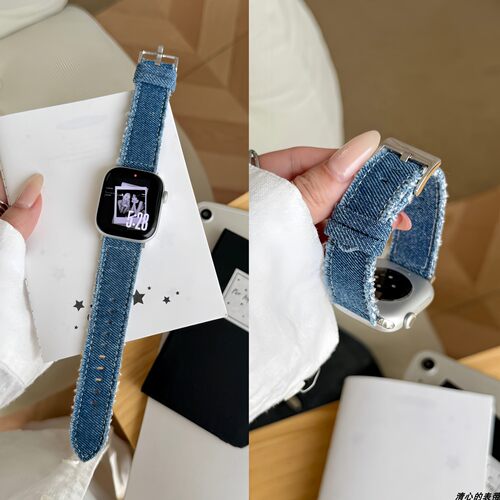 复古破帆布牛仔表带applewatch9