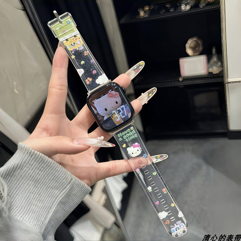 透明kitty夏日硅胶苹果手表表带