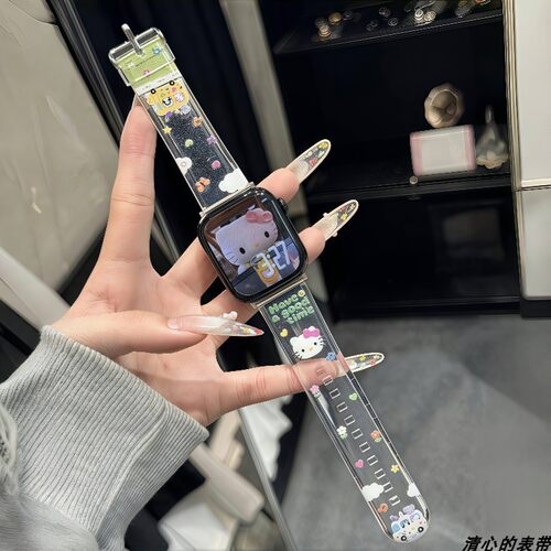 透明kitty夏日硅胶苹果手表表带