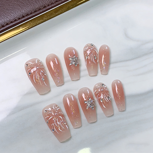 媛满【烟花秀】烟花雪花钻现年纯手工穿戴美甲长短款高级感