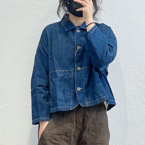 MB森系短款牛仔麻外套