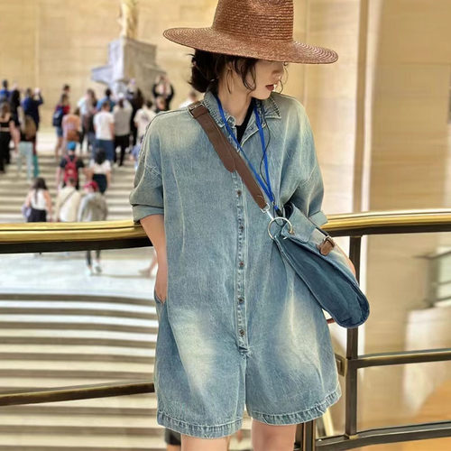 木易初见宽松腰短裤连体裤