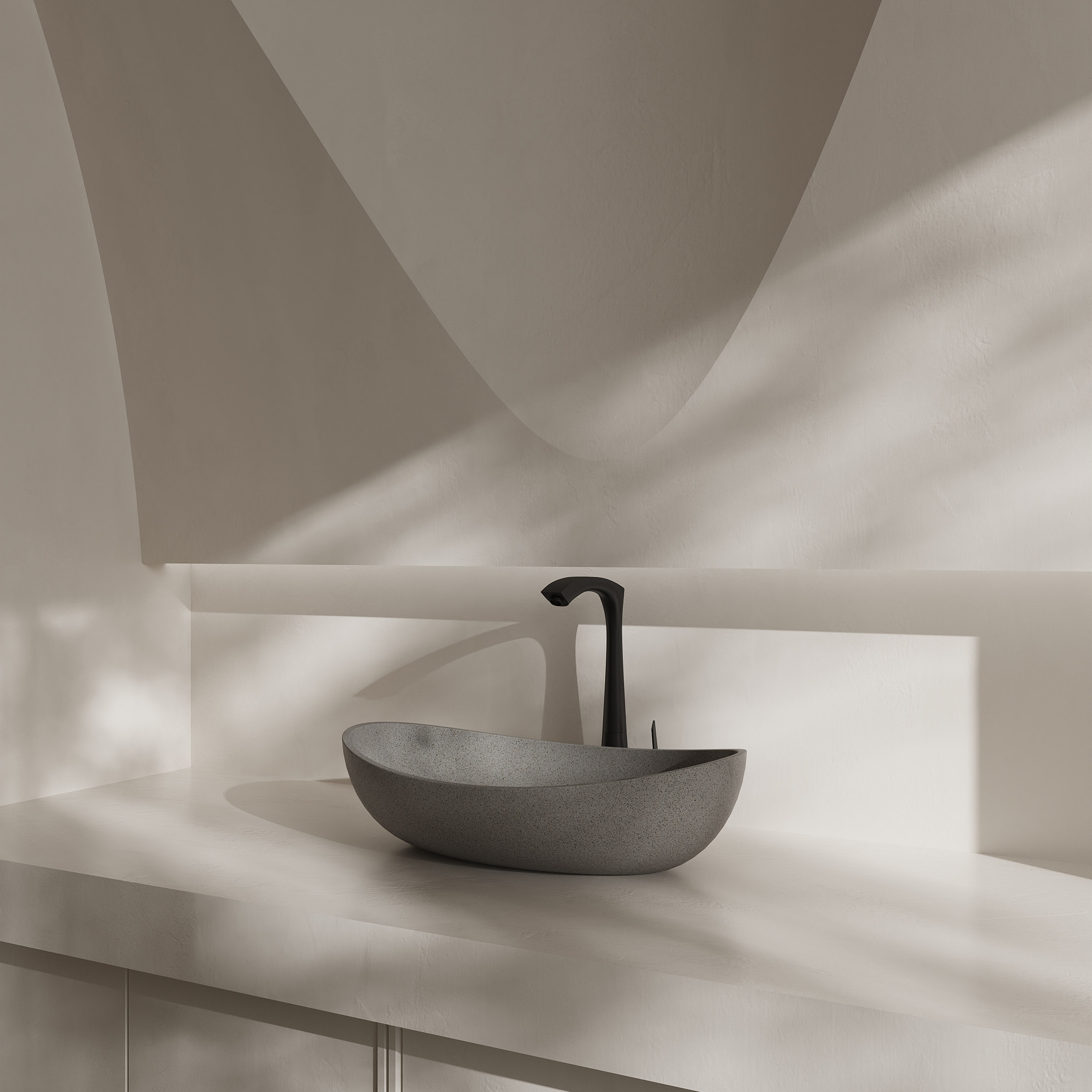 水磨石洗手池小户型台上盆ins风水泥工业风一体盆户外庭院洗脸盆