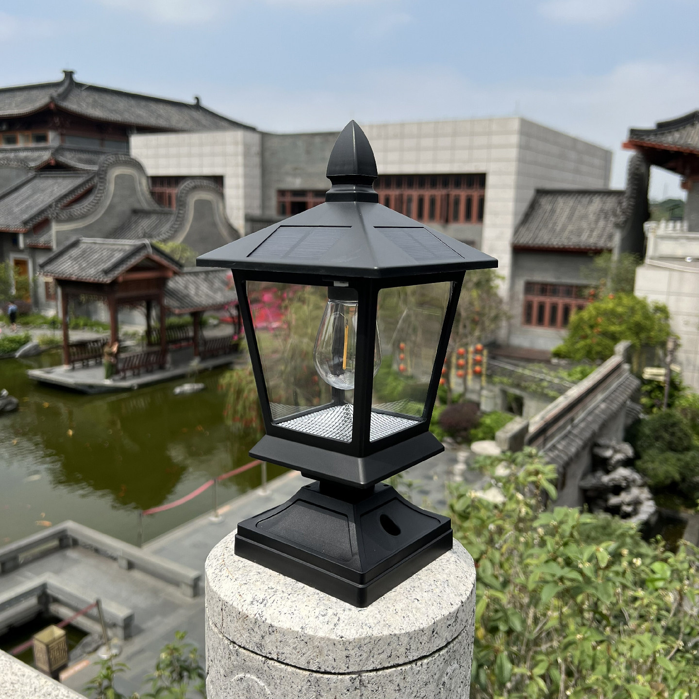 太阳能柱头灯花园别墅庭院灯门柱灯围墙栏杆大门口户外防水柱子灯