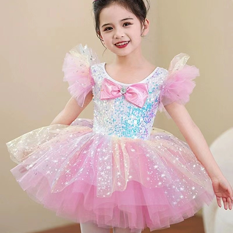 六一新款儿童演出服蓬蓬裙纱裙幼儿园女童公主裙亮片舞蹈表演服