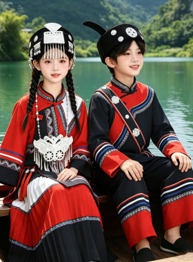 彝族儿童民族舞演出服六一凉山