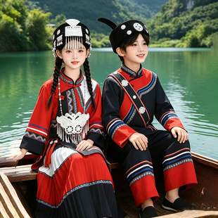 新款彝族服装儿童56个民族服饰六一苗疆凉山火把节男女舞蹈演出服