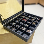 天珠透明玻璃收藏盒玉石翡翠耳钩大手串展示架玉佩项链吊坠手镯箱