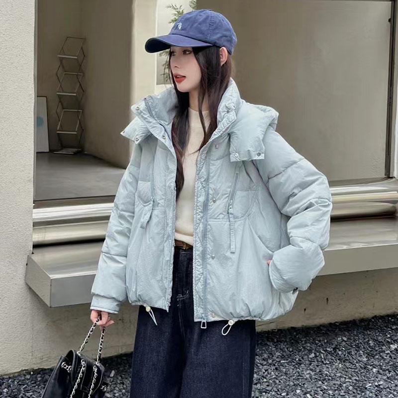 专柜正品2025冬季新款时尚百搭小个子宽松连帽白鸭绒短款羽绒服女