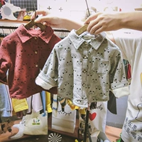 Áo nhung dày cho bé trai mùa thu đông 2019 phiên bản Hàn Quốc mới của áo sơ mi trẻ em 1 3 tuổi 2 trẻ em 5 mùa thu - Áo sơ mi quần áo trẻ em hè 2021